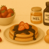 Tortitas con fresas, sirope de chocolate y miel: nuestra receta familiar de fin de semana