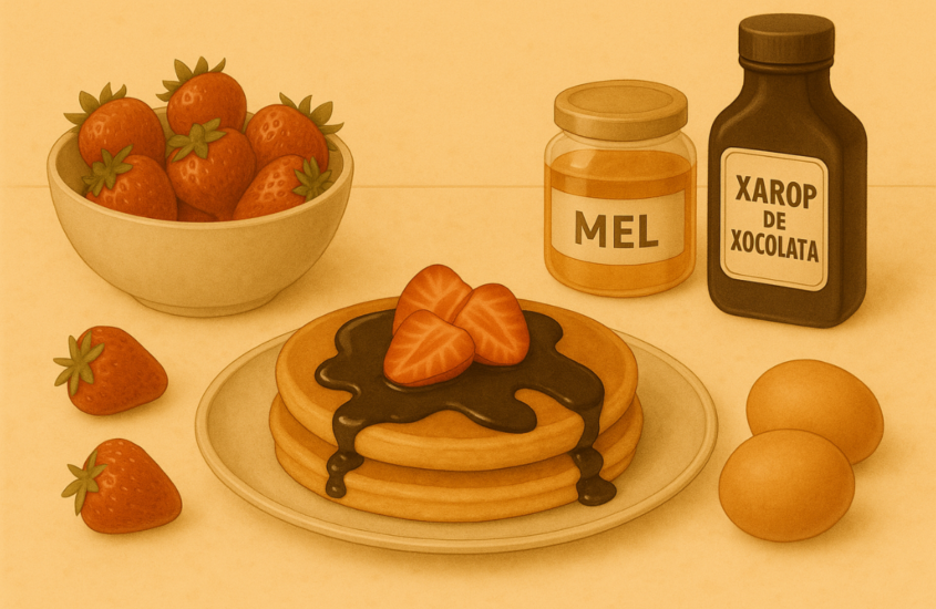 Tortitas con fresas, sirope de chocolate y miel: nuestra receta familiar de fin de semana